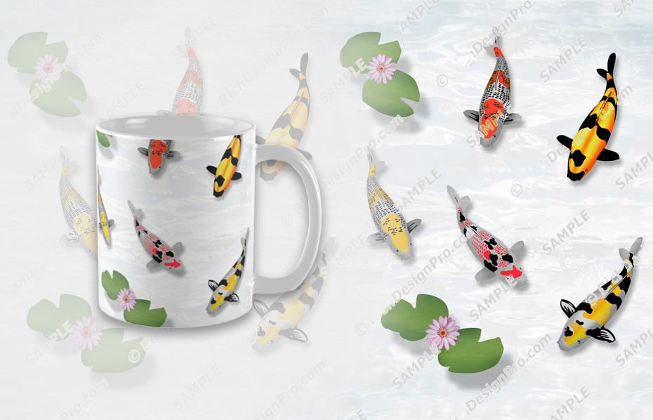 Koi Fish Pond Mug and Mask Design